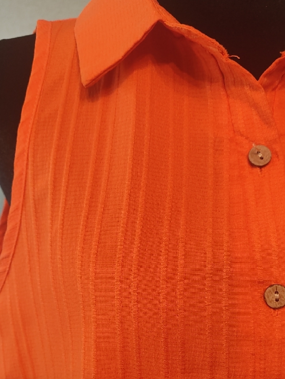 Sleeveless Button-Front Top in Bright Orange - Picture 2 of 3